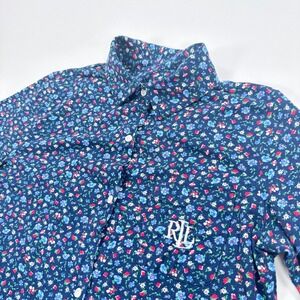 Lauren Ralph Lauren Shirt Dress Womens Small Navy Floral Cotton Cottagecore